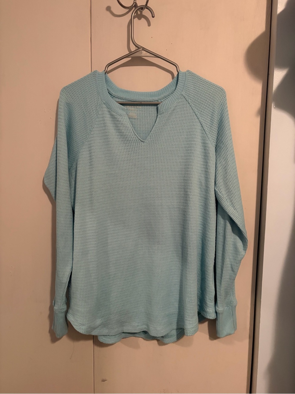 American Eagle Light Blue Waffle Knit Top